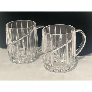Set of 2 Mikasa Uptown Crystal Mugs 4.5" Tall Vintage Replacements Elegant Glass